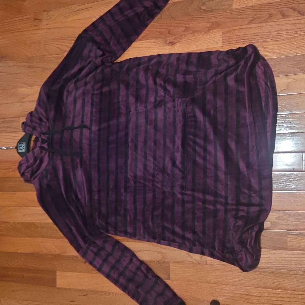 Simply Vera Vera Wang XL Purple and Black Striped Hooded Dress